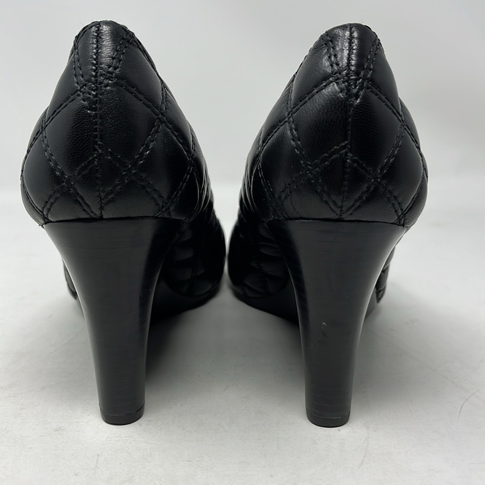 Tory Burch Black Quilted Leather Wedge Pumps - Picture 9 of 16